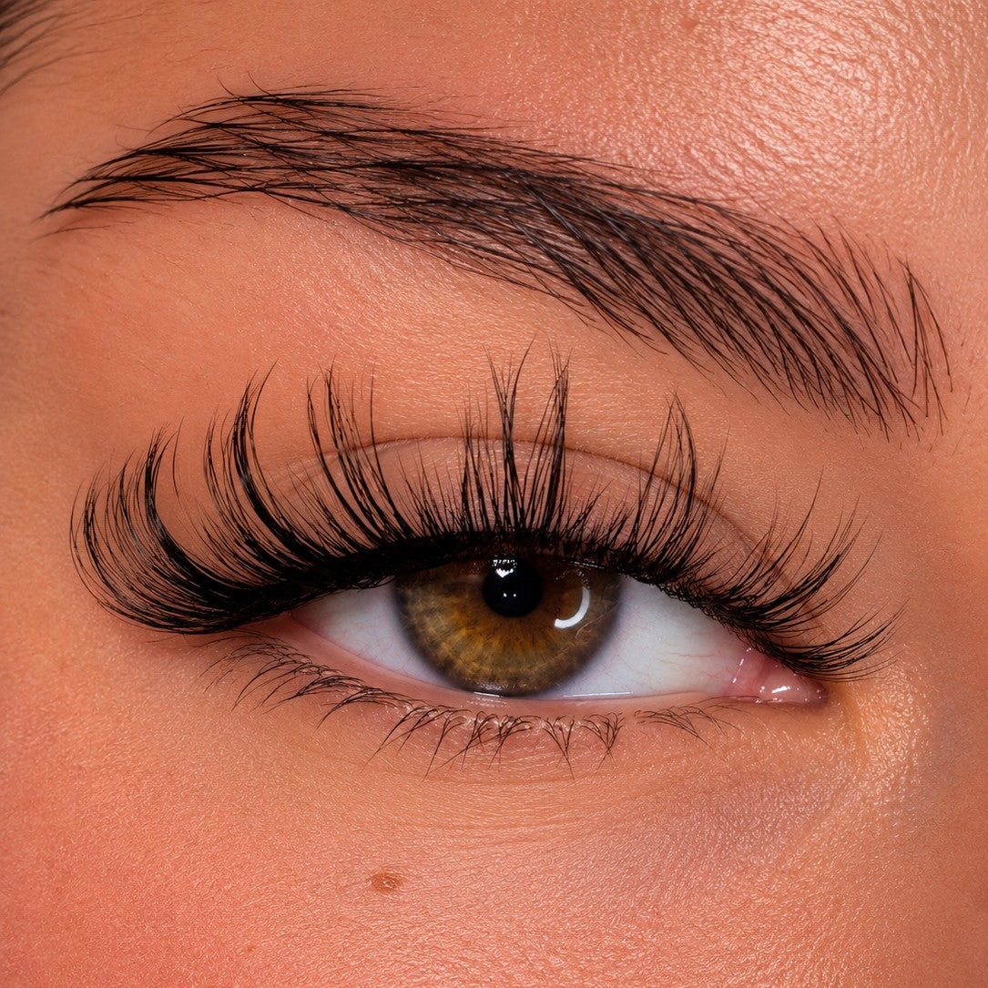 Blossom false lashes worn close-up