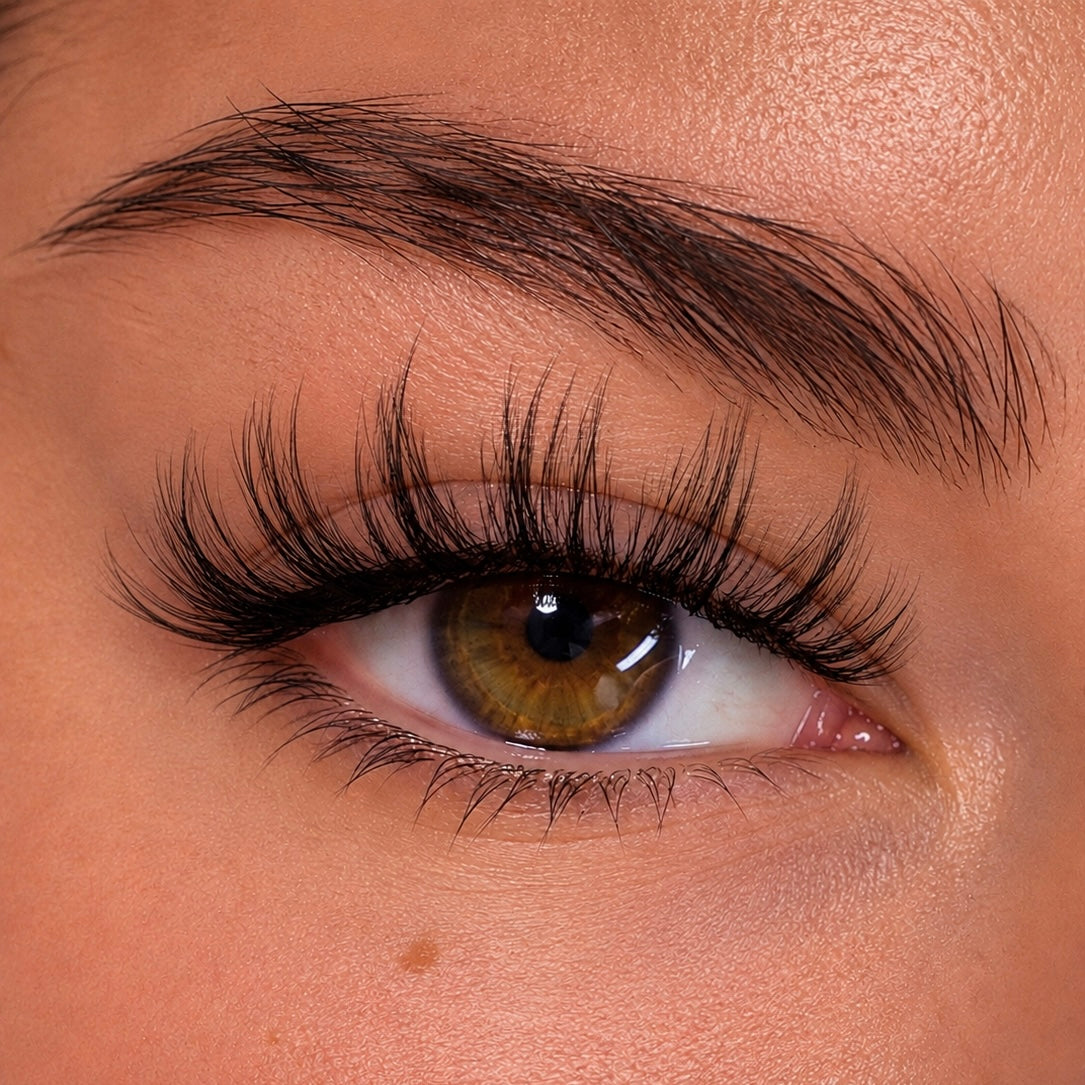 Dreamy false lashes worn close-up