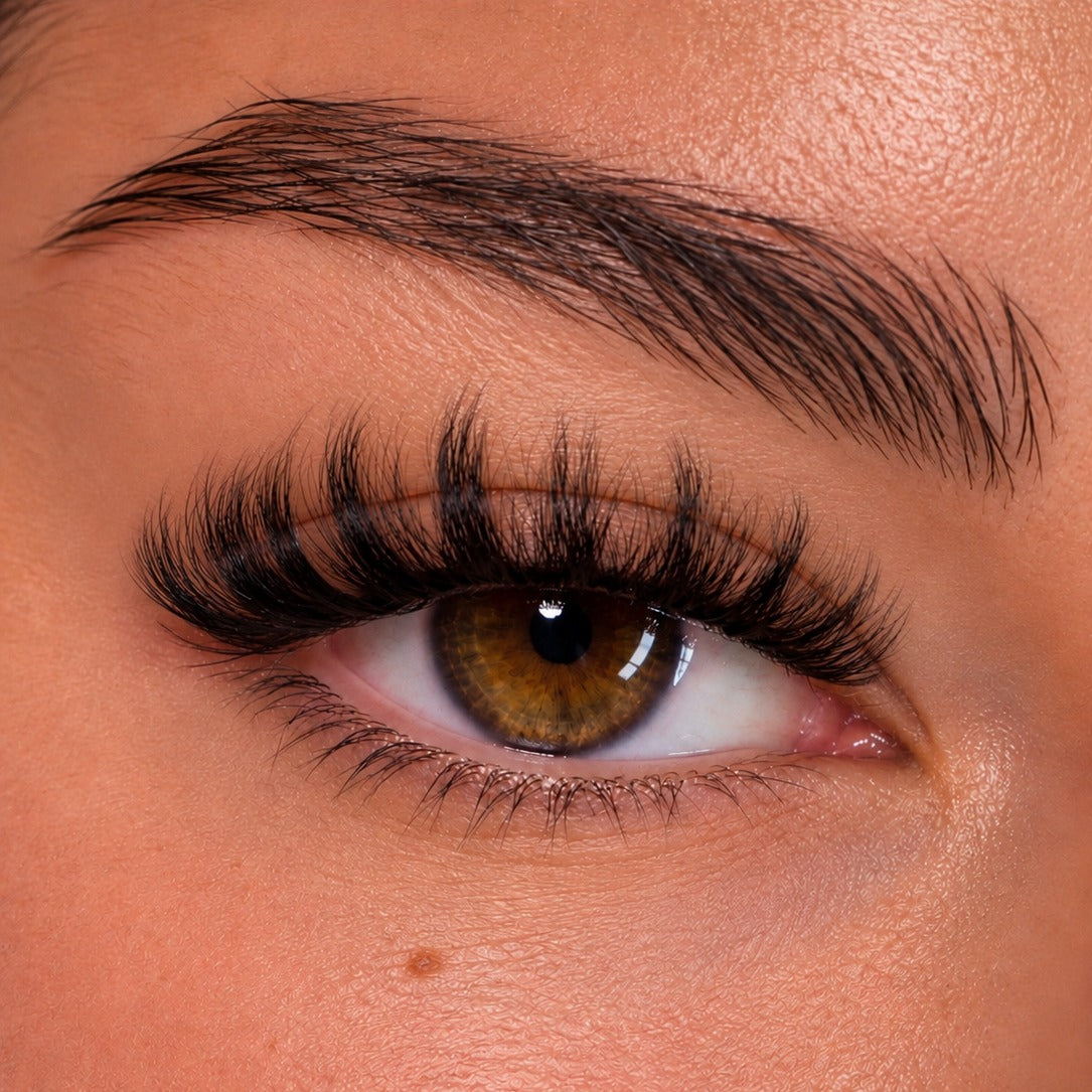 Essential false lashes worn close-up